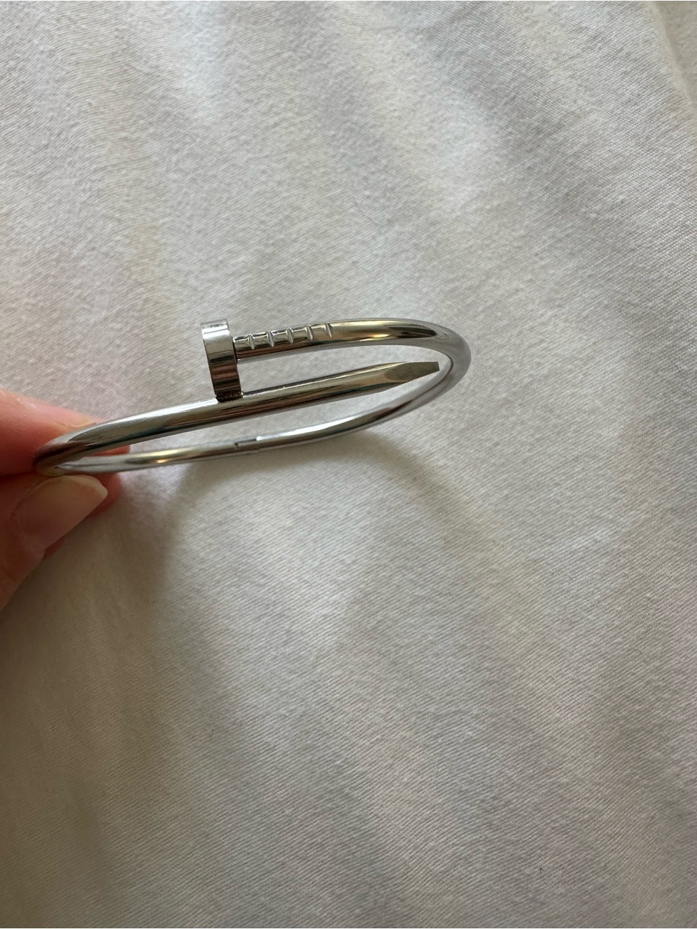 Stainless steel nail bangle. Small - Picture 2 of 4